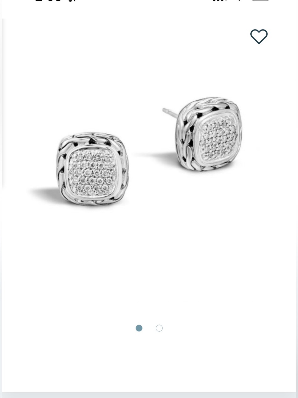 John Hardy Silver Pave Classic Chain Stud Earrings 1/3ctw